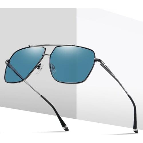 2021 New Fashion Mens Sunglasses Metal Spring Leg Sunglasses Large Square Frame Driving Polaroid Glasses UV400 Sunglasses Men