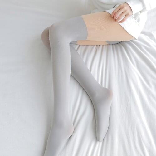 New Tights Women Autumn Winter Cute False High Knee Tights For Girls Candy Color Pantyhose Stockings Collant Femme Rajstopy