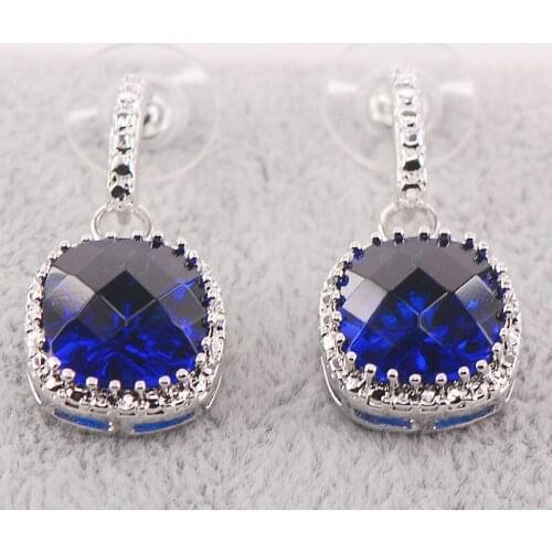 New Blue Crystal Zircon Woman 925 Sterling Silver Crystal Earrings TE448