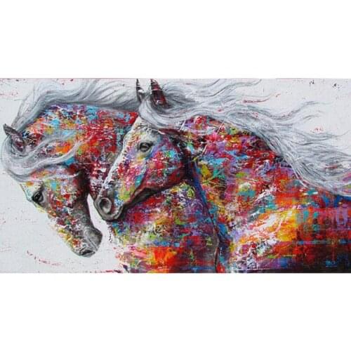 New Square/Round Diamond Painting Horse Kits Handmade Needlework DIY Diamond Embroidery Animal Rhinestone Mosaic Picture H812