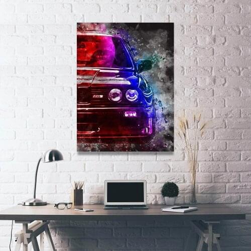 Canvas Poster Painting Blue Red Black Car Wall Art Prints Modular Picture Fog Cool Gift Home Decoration For Living Room No Frame