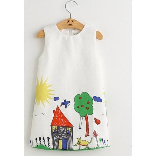 Menoea Girls Dress 2020 New Summer Style Baby Girls Dresses Sleeveless Floral Printing for Princess Dress 3-8year Clothes Dress