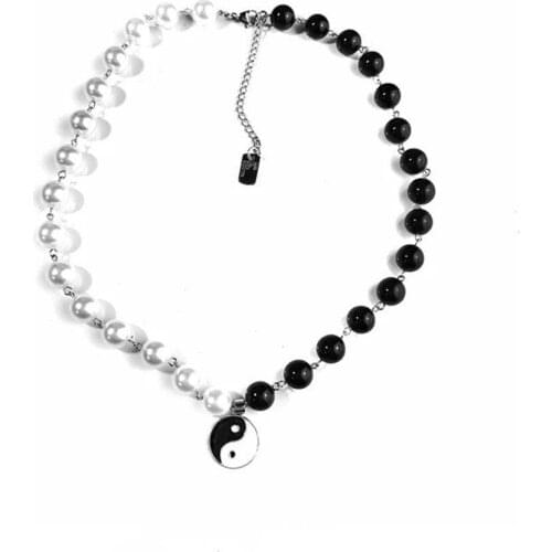 Matching Yin Yang Friend Lovers Punk Necklaces Black White Strand Handmade Cord Relationship BFF Necklaces Boyfriend Girlfriend