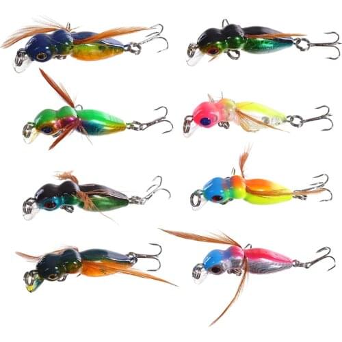 Popper Fishing Lures Bee Artificial Bait Bass Poper Tackle 10# Hook 3.6g/4.5cm