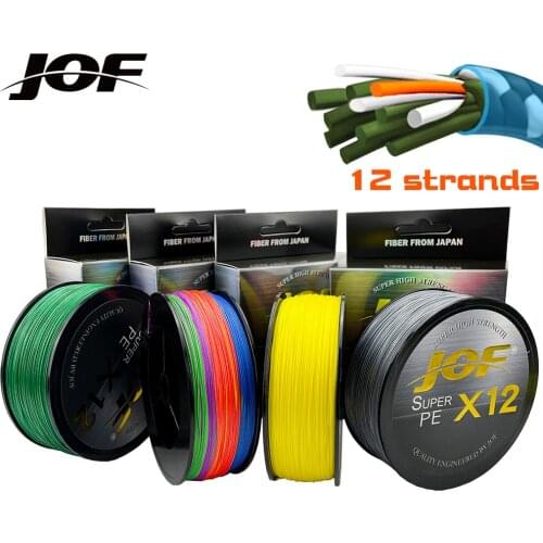 JOF 500M 300M 100M PE Fishing Line 12/9 Strands Multifilament Strong Carp Fishing Line 20-92LB