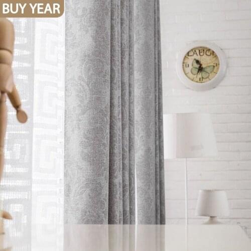European Style Curtains for Living Dining Room Bedroom Solid Color Curtains Thickening Imitation Hemp Embossed Curtains Custom