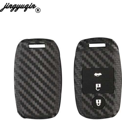 Jingyuqin 3B Silicone Fiber Style Key Case For KIA Rio Soul Sportage Ceed Sorento Cerato K2 K3 K4 K5 Picanto Skin Smart Fob