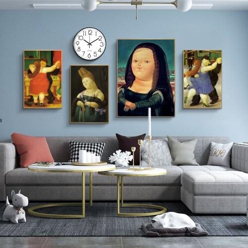 Nordic Funny Art Mona Lisa Canvas Paintings By Fernando Botero Famous Wall Art Posters And Prints Abstract Art Pictures Cuadros