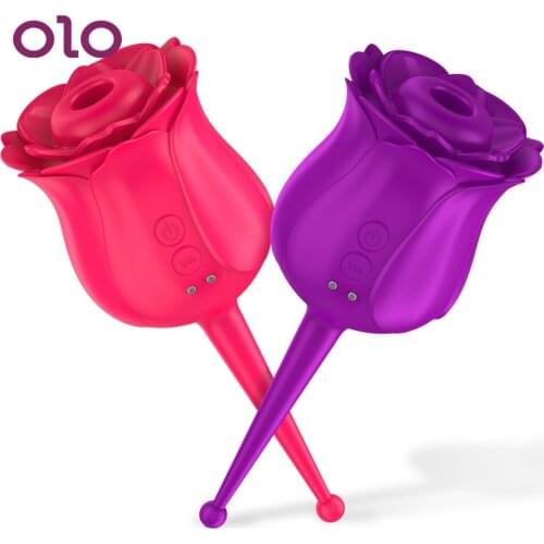 OLO Powerful Oral Licking Sucking Vibrator Clitoris Stimulation Vagina Nipple Sucker Sex Toys for Women Rose Shape