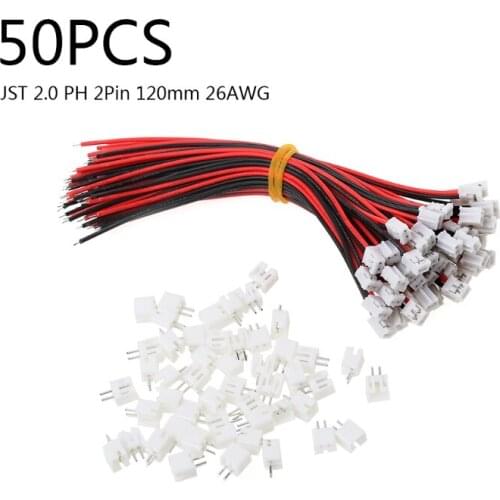 High sells 50 SETS Mini Micro JST 2.0 PH 2-Pin Connector Plug with Wires Cables 120MM 26AWG