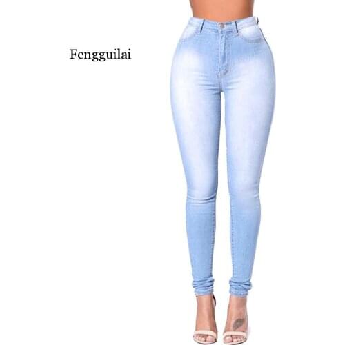2020 Slim Jeans for Women Skinny High Waist Jeans Woman Blue Denim Pencil Pants Stretch Waist Women Jeans Pants