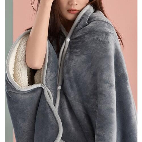 Winter Warm Thick TV Hooded Sweater Blanket Unisex Adult Flannel Lamb Fleece Lazy Man Shawl Nap Blankets for Beds Travel Home