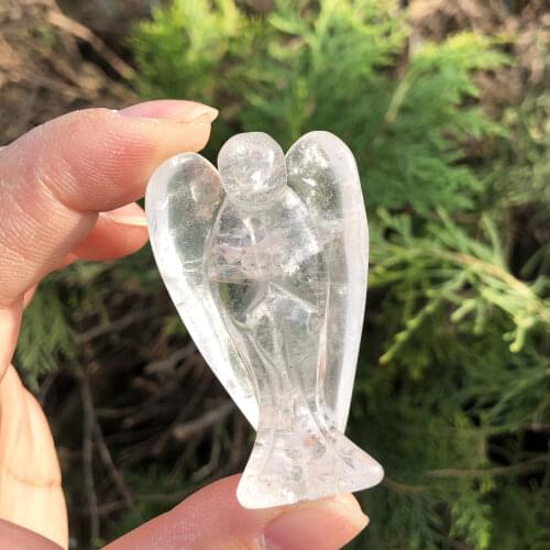 1pcs Natural Clear Quartz Angel Sculpture Polishing Stone Healing Crystal Angel For Decorative