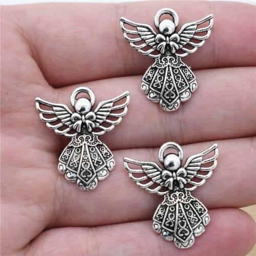 12pcs Guardian Angel Wing Charms Tibetan Silver Color Tone Pendant Aesthetic Accessories Handmade DIY Jewelry Making Supplies