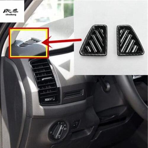 2pcs/lot ABS carbon fiber grain High position air conditioning outlet decoration cover for 2016 - 2018 SKODA KODIAQ