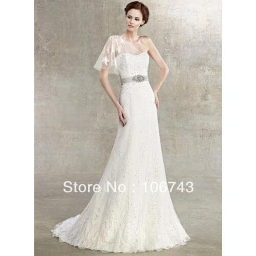 2018 rhinestone bridal gown One Shoulder Straps Beaded Crystal Applique Lace Custom vestido de noiva mother of the bride dresses