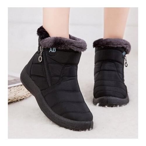 Snow Boots Plush Warm Ankle Boots For Women Winter Boots Waterproof Women Boots Female Winter Shoes Zip Booties