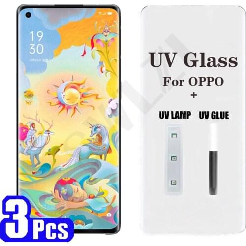 3/5Pcs UV Glass for OPPO Reno 5 4 pro plus 5G Find X X2 X3 3 screen protector UV tempered glass phone protective film smartphone