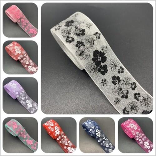 5yards/Lot 25mm Colorful Organza Ribbon Printed Flowers Ribbons For Bow Christmas Wedding Decoration DIY Sewing Crafts