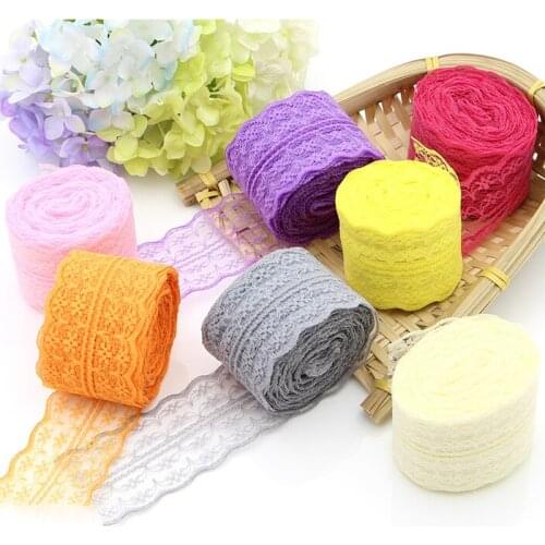 5 yards/roll) 45mm White lace fabric Lace Ribbons Tape White Lace Trim Cord Lovely gift packing Material Webbing Decoration Tr