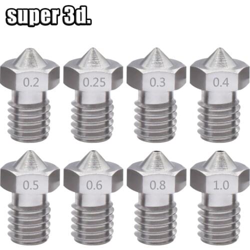 50pcs/lot 3D Printer V5/ V6 Stainless steel Nozzle Mixed Sizes 02-10 mm M6 Screw thread for 1.75MM filament