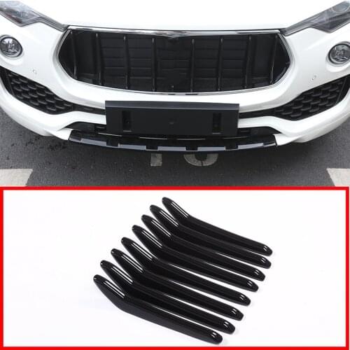 8 Pcs For Maserati Levante 2016 ABS Front Grill Decoration Strips Cover Trims Gloss Black Car Accessory