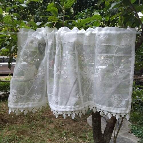 Boho White Tassel Valances for Kitchen Cafe Farmhouse Door Tier Linen Look Topper Country Gingham Window Treatments Drapes