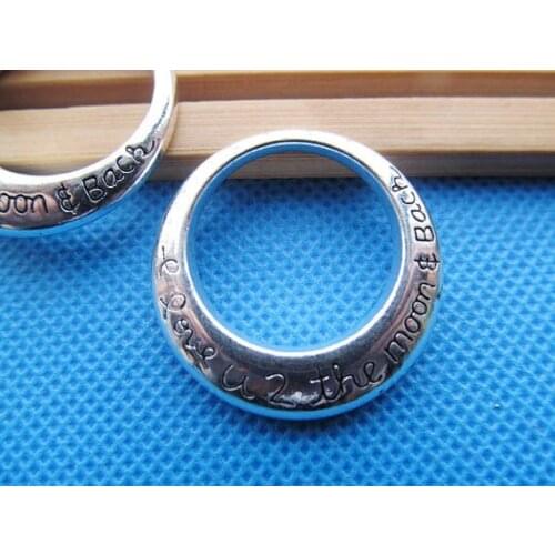 Free Shipping 50pcs Antique Silver tone Love Circle Large Hole Ring Connector Pendant Charm/Finding DIY Accessory Jewellery