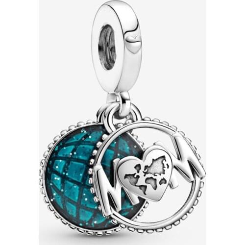 Free Shipping Authentic 925 Sterling Silver Glitter Globe Mum Dangle Charm Fit Original Bracelet For Women DIY Jewelry S925 Bead