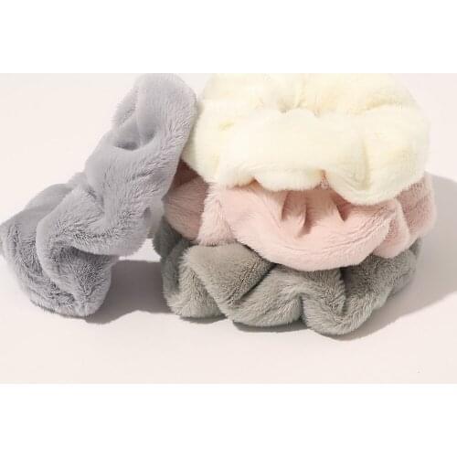 Brand New Pattern Fur Scrunches For Women Ponytailer Bright Color Korean Scrunchies XL Winter Hair Ties Fur Accessories