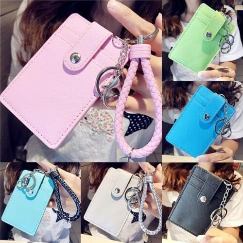 New Women Men Mini Card Holder Portable Ultra Thin ID Card Holder Bus Cards Cover Protection Case Office Work Keychain Keyring