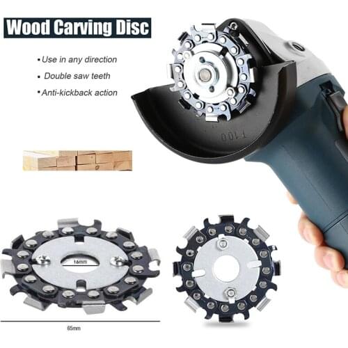 Wood Carving Cutting Disc Angle Grinder 16mm 2.5 Inch Woodworking Chain Plate Abrasive Disc Wood Carving Disc Chain Saw Blade