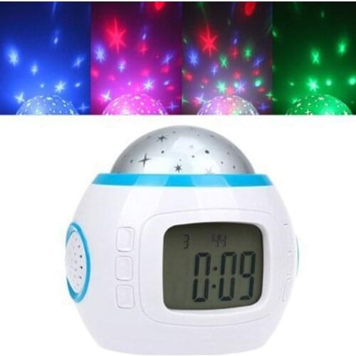 EAAGD Star Sky Projection Alarm Clock for Kids Bedroom Smart Home Travel Children Snooze Bedside with LED Backlight Colorful