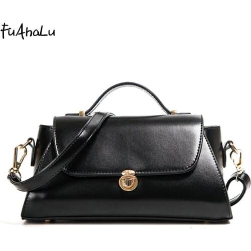 FuAhaLu Lock small square bag retro lock handbag trendy shoulder Messenger bag