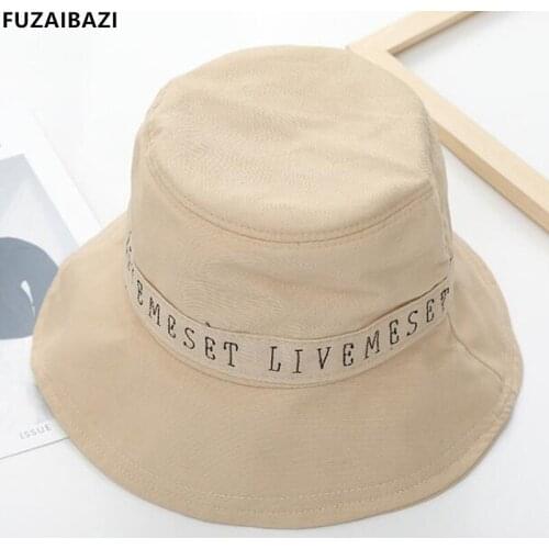 FUZAIBAZI Spring Fall New Sunside Sunscreen Ms Fishermans Hat Four Seasons Fashion Trend Embroidery Letter Unisex Sombreros