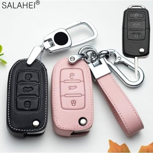Leather Protection Car Key Case Shell Cover Auto Accessories For VW Volkswagen Polo Bora Tiguan Passat Golf 6 Lavida Scirocco