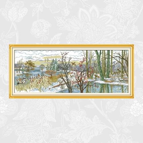 Beautiful lake Cross-stitch Kits Aida Canvas DMC 11CT 14CT DIY Handmade Needlework Crafts Embroidery Set Wholesale
