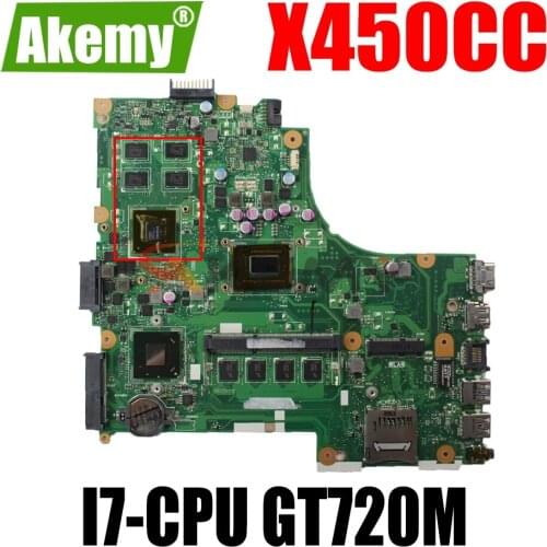 AKEMY X450CC Laptop Motherboard For ASUS X450CC X450C Original Mainboard 4GB-RAM I7-CPU GT720M