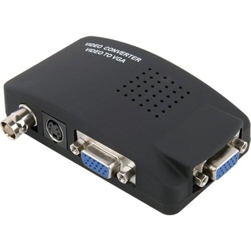 Mini BNC To VGA Converter TV RCA Composite S-Video AV In To PC VGA LCD Out Converter Adapter Switch Box