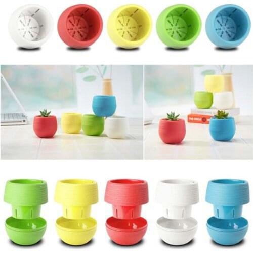 Mini Colorful Flower Pot Plastic for Succulent Plant Home Office Desktop Decoration Garden Accessories Self-absorbing Breathable
