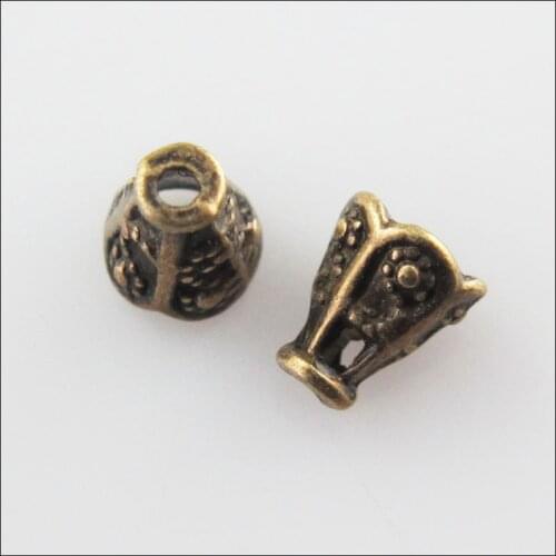 Fashion 120Pcs Antiqued Bronze Color Cone Flower End Bead Caps Connectors 5.5x6.5mm
