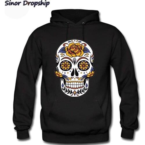 Floral Mexico Skull Day Of Death Hoodies Men Autumn Hip Hop Streetwear Male New Hoodie Cotton Sweatshirt Mens Printed Hoody