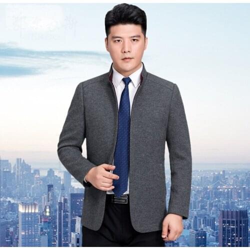 Luxury Cashmere Jacket Men Pea Coat New Stand Collar Wool Coat Mens High Quality Short Slim Manteau Homme 3XL LX789