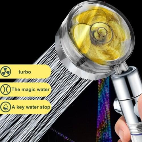 Turbocharged Shower Head Adjustable Water Pressure Shower Sprayer with Filter Handheld Universal Propeller Bath Shower Nozzle