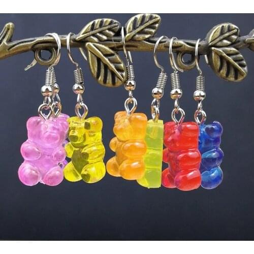 New Cartoon Cute Resin Earrings Colorful Animal Bear High Quality Drop Earring Candy Color Kids Gifts