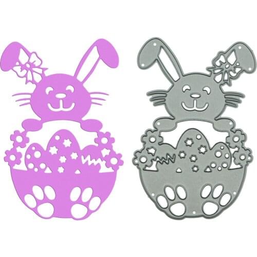 Bunny Rabbit Hugging Eggs Shape Metal Cutting Dies Scrapbooking For Easter Card Decorating Craft Paper Cutter Mold