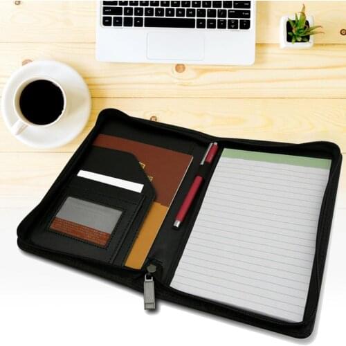 A5 PU Leather Folder Business Padfolio Manager Multi-function Office Organizer Planner Notebook School Office Meeting Folder