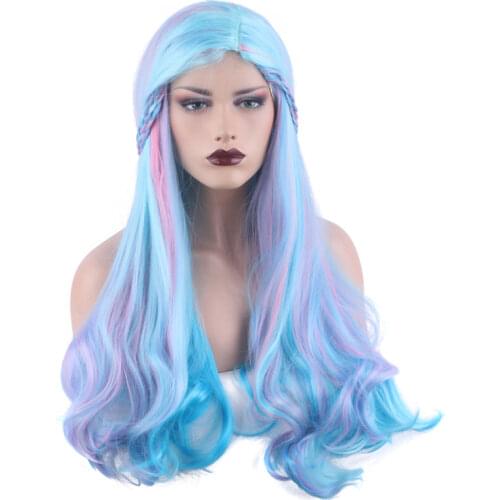 Women Cosplay Wigs 70cm Anime Gradient Sword Art Online Yuuki Asuna Yuki Asuna Wig Braided Styled Synthetic Hair Cosplay Wig