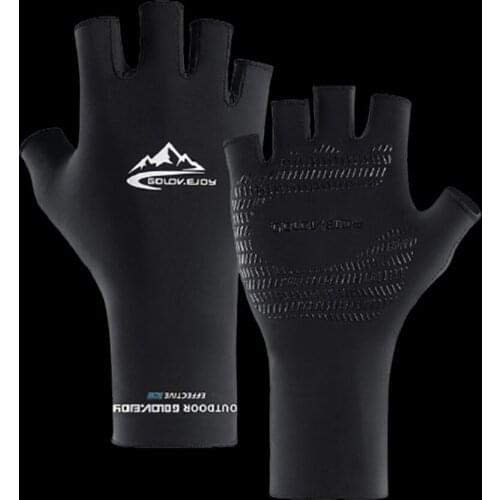 WALK FISH Ice Silk Half Finger Fishing Gloves Sunscreen Quick-drying Breathable Palm Silicone Non-slip Cycling Running Gloves