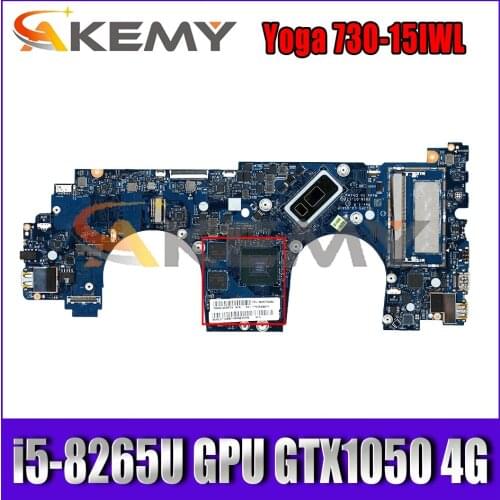 For Lenovo Yoga 730-15IWL portable motherboard LA-G541P with CPU i5-8265U GPU GTX1050 4G RAM 8G FRU 5B20T04950 Mainboard